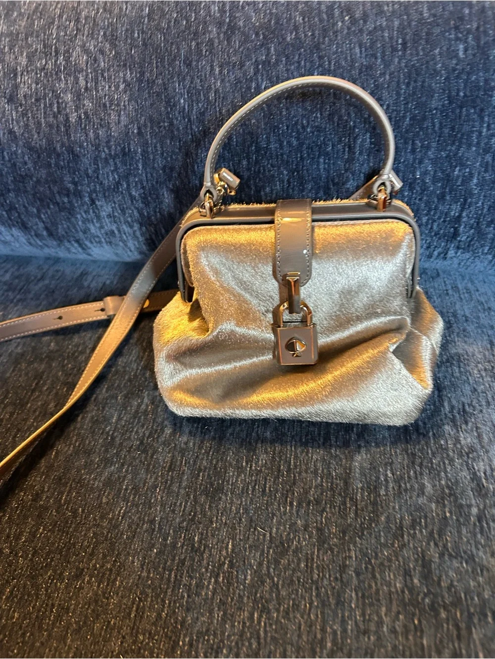 kate spade New York Remedy Metallic Silver Mini Top-Handle Crossbody Bag